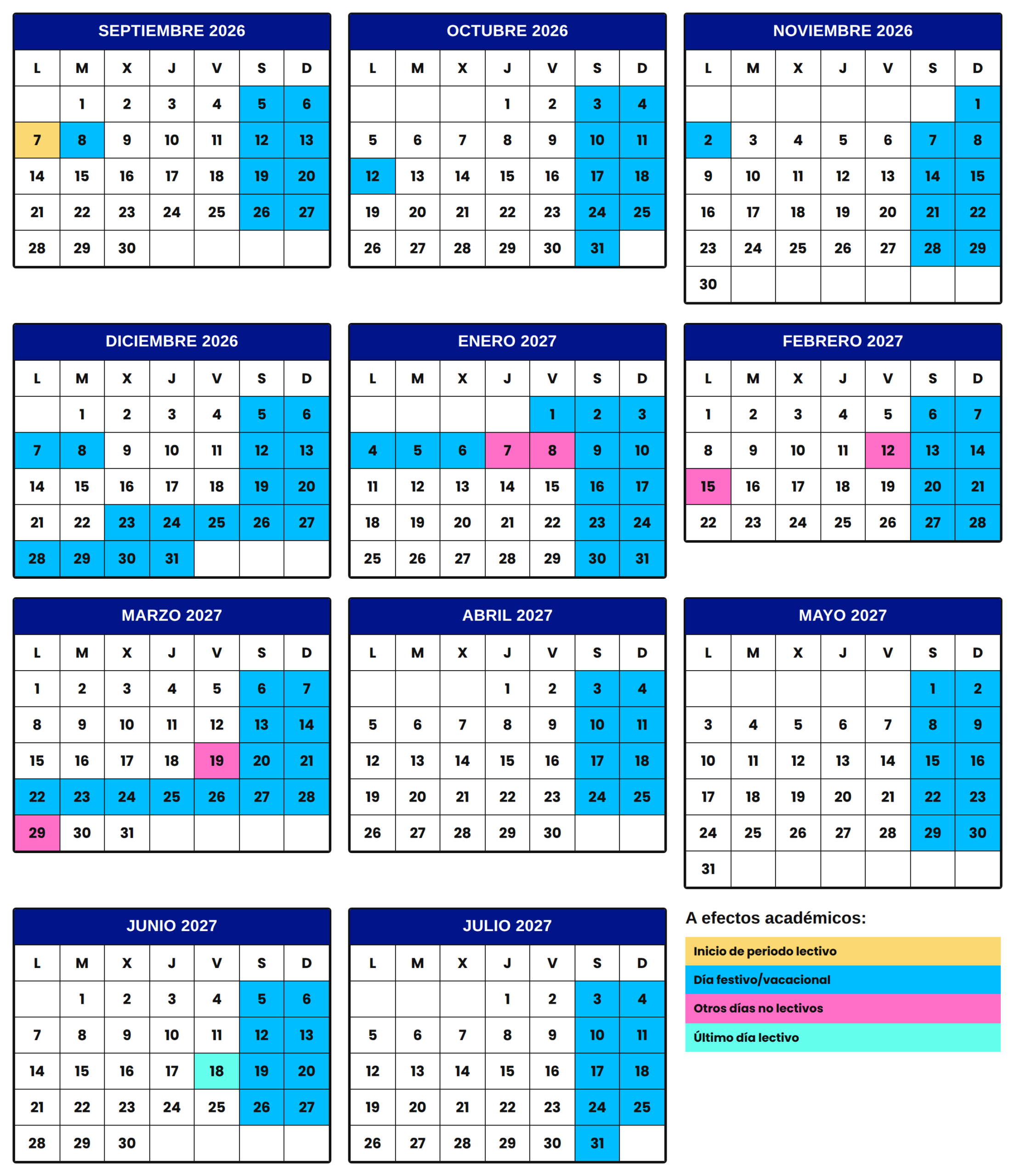 Calendario Escolar 2026-27